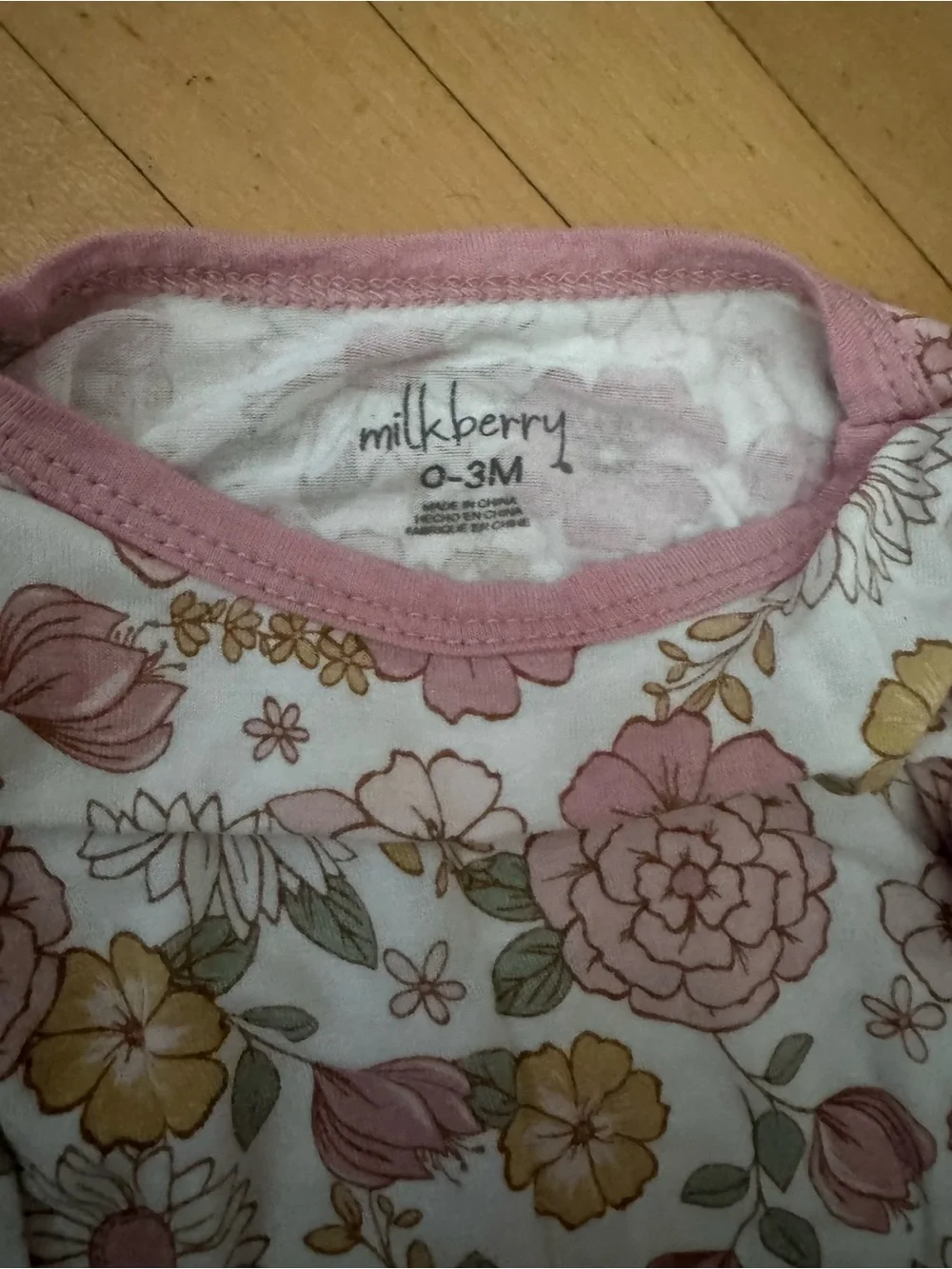 Floral Long-Sleeve Baby Bodysuit and Pants Set - Pink & Cream